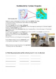 English Worksheet: Sardinia hit by Cyclone Cleopatra