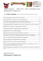 English Worksheet: MULTILINGUALISM or ENGLISH ONLY?