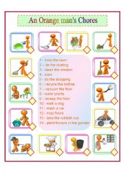 English Worksheet: an orange mans chores