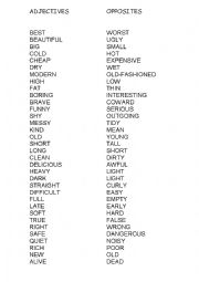 English Worksheet: Adjectives / Opposites
