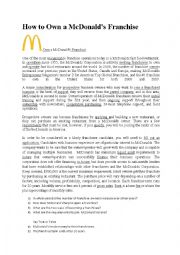 English Worksheet: Become a part of McDonalds team