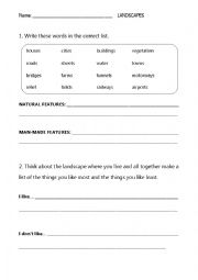 English Worksheet: Vocabulary about landscapes