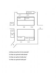 English Worksheet: giving directions