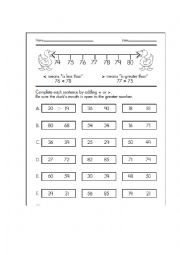 English Worksheet: LESS THAN AND GREATER THAN