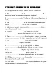 English Worksheet: Present continuous exercise