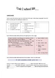 English Worksheet: unit 2 school life 