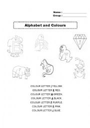 English Worksheet: Alphabet and colours