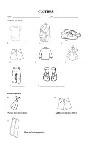 English Worksheet: Clothes