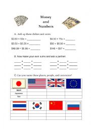English Worksheet: Money and Numbers