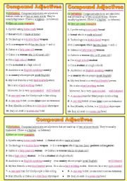 English Worksheet: Compound adjectives, (presented and explained the easy way!)