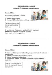 English Worksheet: Pair work suggestions Relationships