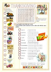 English Worksheet: Thanksgiving