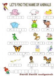 English Worksheet: lets find animlas