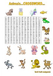 English Worksheet: animals crossword