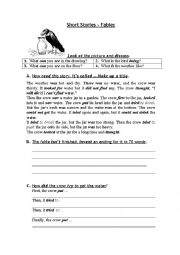 English Worksheet: Aesops fable The Crow and The Jar