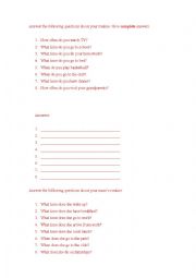 English Worksheet: Talking about routine, Revision