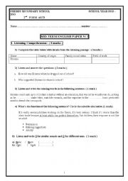 English Worksheet: MID TERM TEST NB1