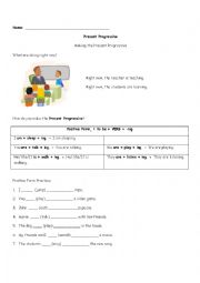 English Worksheet: Present Progressive 