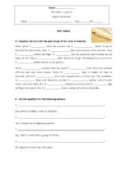 English Worksheet: Past Simple _Holidays