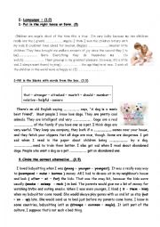 English Worksheet: 9th grade Mid Term Test N 1 