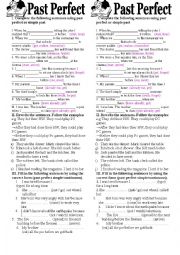 English Worksheet: past perfect simple and continuous