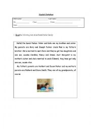 English Worksheet: family