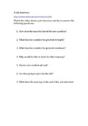 English Worksheet: A job interview