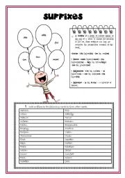 English Worksheet: Suffixes