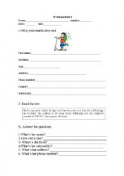 English worksheet: Elementary worksheet