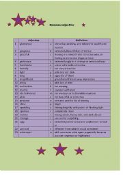English Worksheet: Common adjectives 2        (glamorous to wide-eyed)