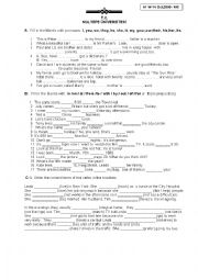 English Worksheet: Pronouns, preposition and verb exercise