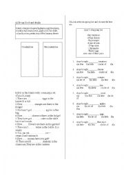 English Worksheet: countables and uncountables