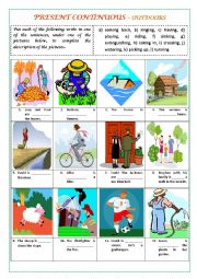 English Worksheet: PRESENT CONTINUOUS - OUTDOORS (with key)