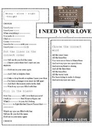 English Worksheet: Need your love , calvin harries