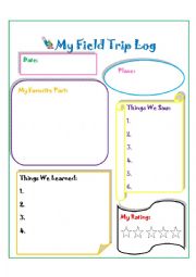 English Worksheet: Field Trip Log for Kids