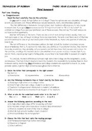 English Worksheet: reading comprehension