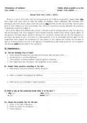 English Worksheet: reading comprehension