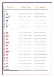 English Worksheet: irregular verbs