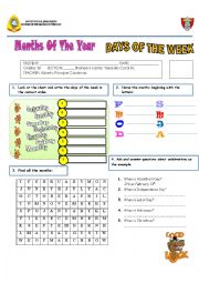 English Worksheet: MONTH AND DAY