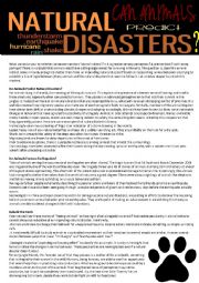 English Worksheet: Can animals predict natural disasters? (reading test,4 pages with answer key)