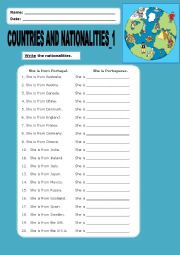 English Worksheet: Counties and Nationalities_1