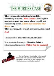 English Worksheet: Murder Mystery