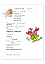 English Worksheet: AND I LOVE HER