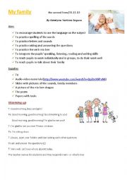 English Worksheet: Family lesson plan