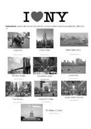 English Worksheet: New York: Tourist Attractions