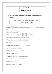 English Worksheet: At the restaurant