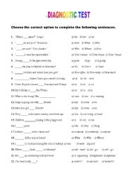 English Worksheet: Diagnostic test