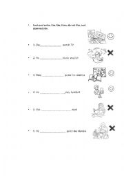 English Worksheet: like dont like