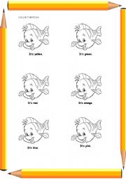 English Worksheet: Color the FISH