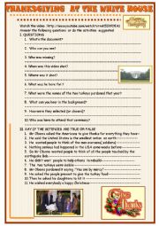 English Worksheet: Thanksgiving at the White house 2012 Listening